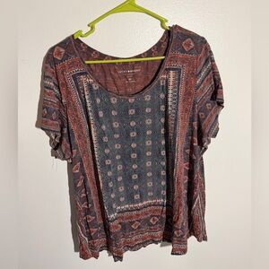 Lucky Brand Women's Geometric Short Sleeve Top